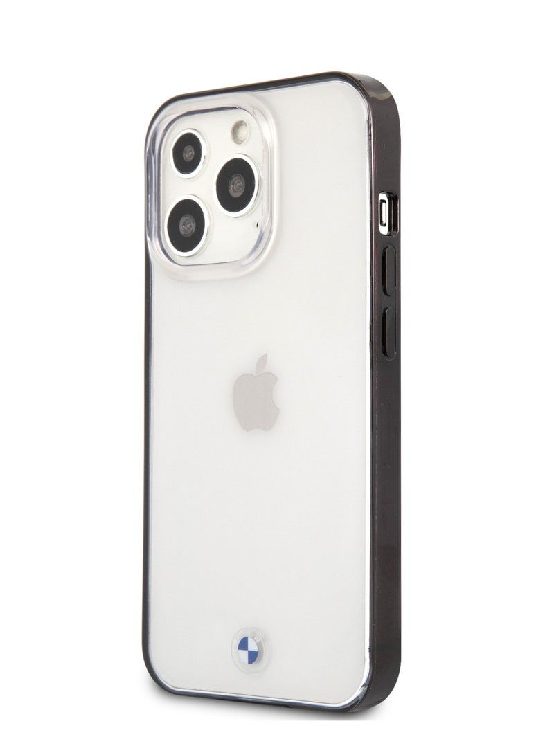 بي إم دبليو جراب شفاف صلب من البولي كربونات/البولي يوريثين الحراري بحواف متوافق مع هاتف iPhone 13 Pro (6.1 بوصة) مع سهولة الوصول إلى جميع المنافذ ومضاد للخدش - أسود - Image 2
