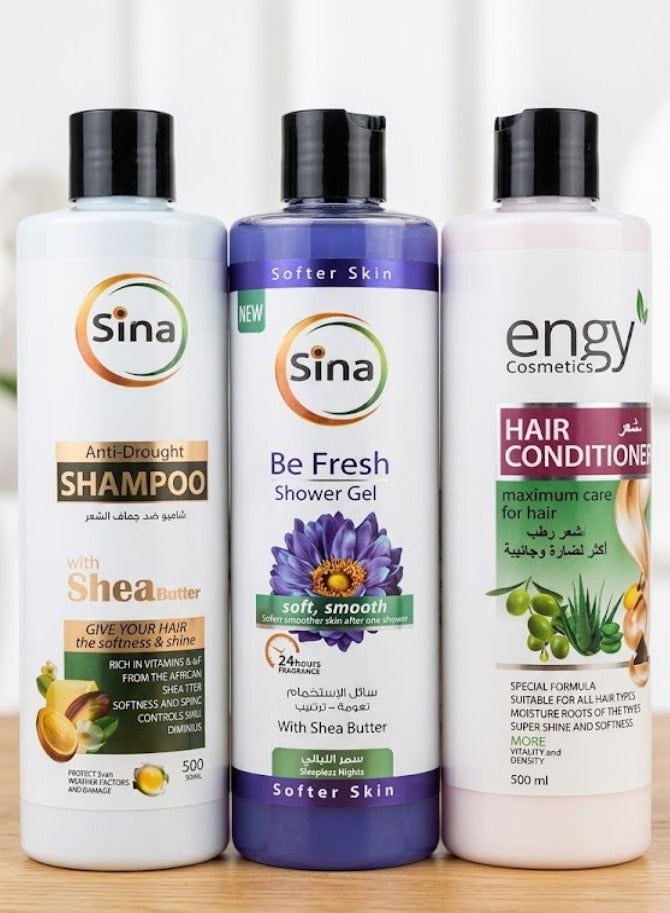 Shampoo, Conditioner and Shower Gel Set 500ml, MultiColour