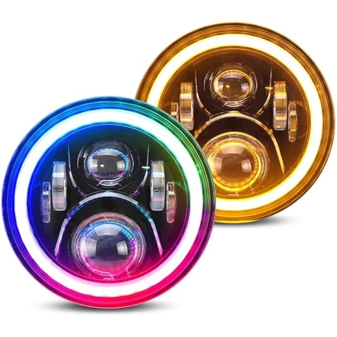 SUPAREE 7 Inch Jeep Led Headlight With Rgb Halo Turn Signal Drl And HiLo Beam Fit For 19972018 Jeep Wrangler Jk Lj Tj Cj Sahara Sport Rubicon H1 H2 - Image 1