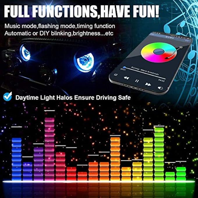 SUPAREE 7 Inch Jeep Led Headlight With Rgb Halo Turn Signal Drl And HiLo Beam Fit For 19972018 Jeep Wrangler Jk Lj Tj Cj Sahara Sport Rubicon H1 H2 - Image 5