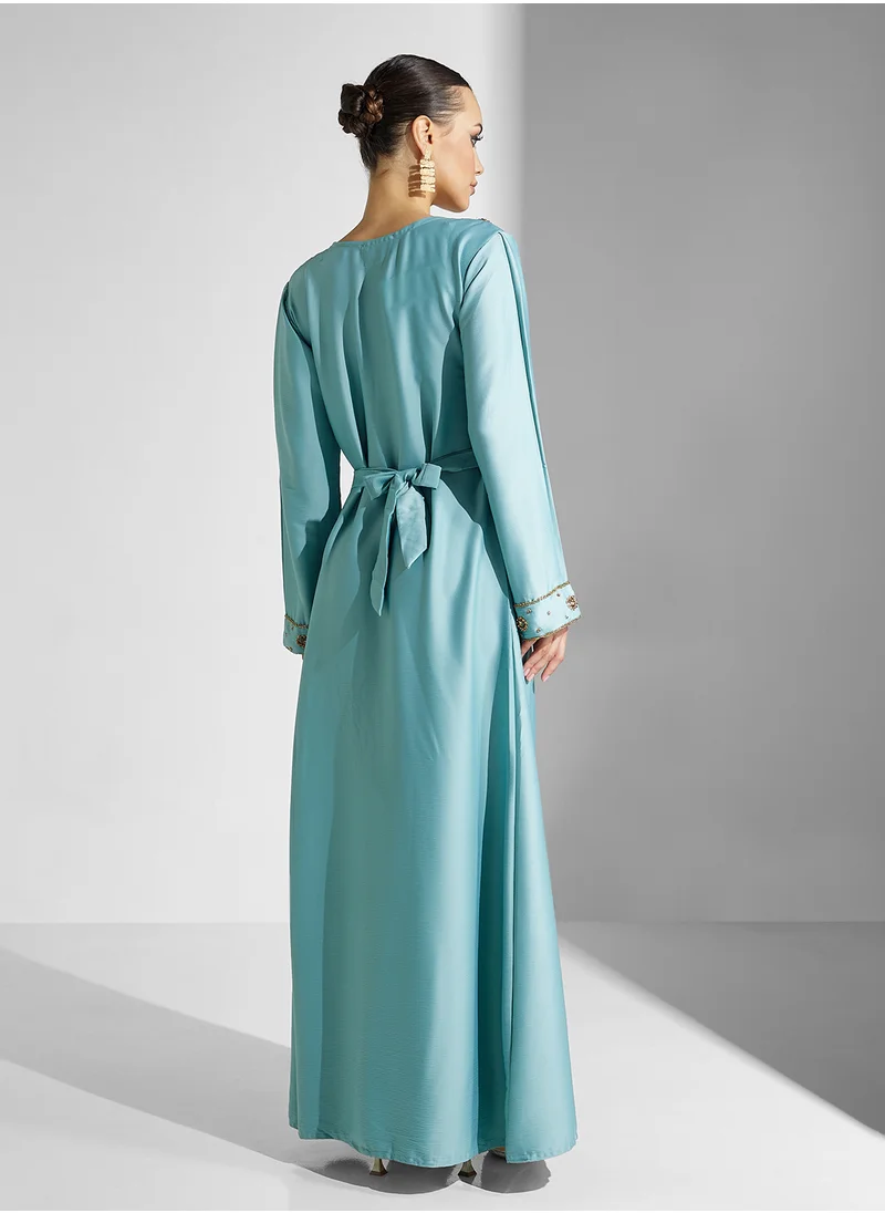 ارابيان كلوزيت Embellished Belted Jalabiya