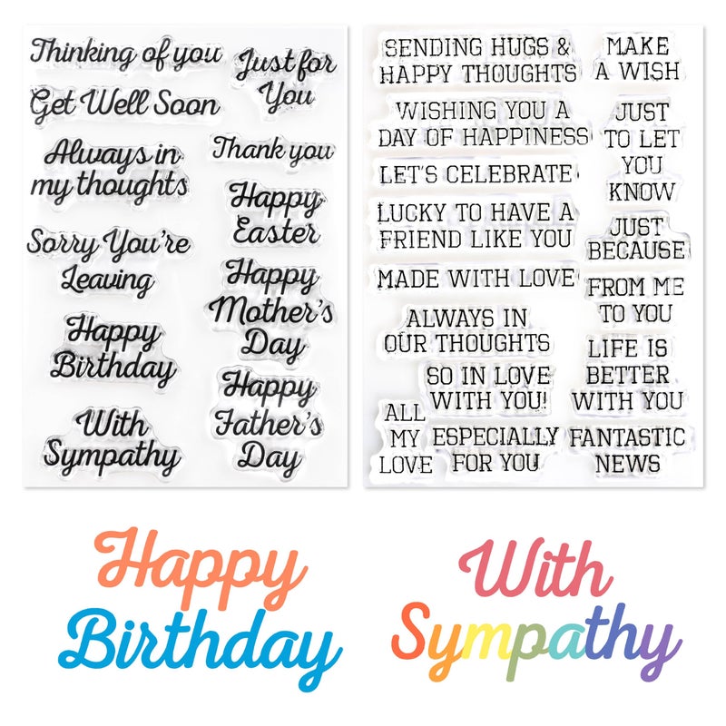 Desecraft 26pcs Words Clear Stamps for Card Making Sentiment Transparent Stamp with Scripture Greeting Words Pattern for DIY Scrapbooking Journal Card Making Scrapbooking Embossing Album Decor - Image 1