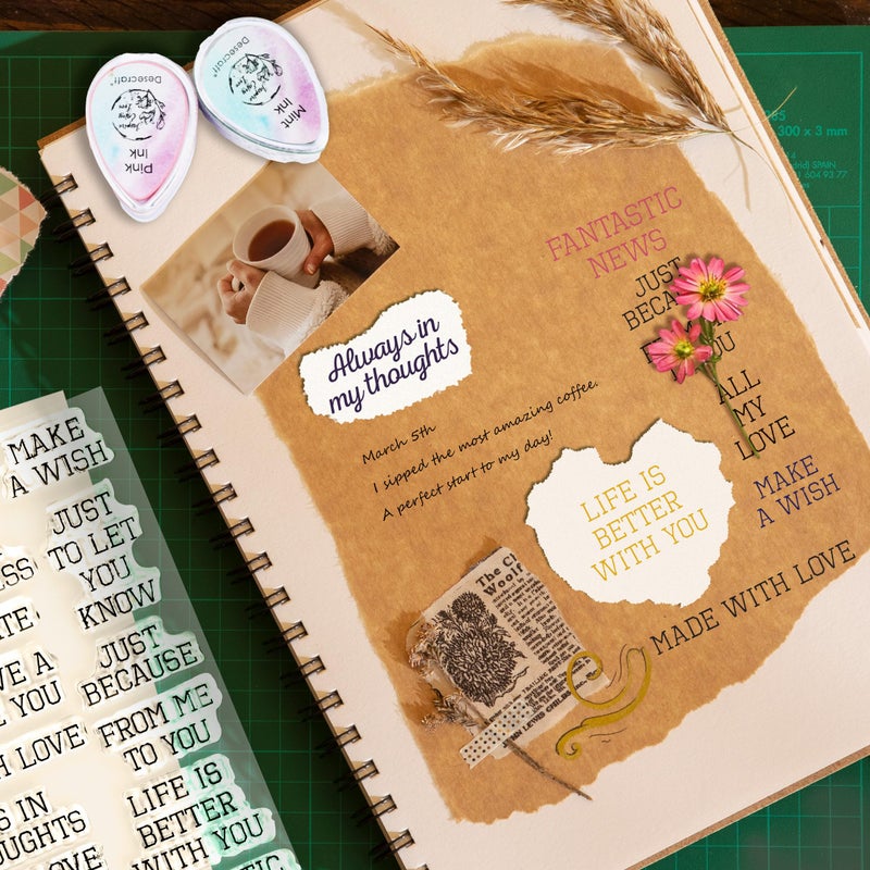 Desecraft 26pcs Words Clear Stamps for Card Making Sentiment Transparent Stamp with Scripture Greeting Words Pattern for DIY Scrapbooking Journal Card Making Scrapbooking Embossing Album Decor - Image 2