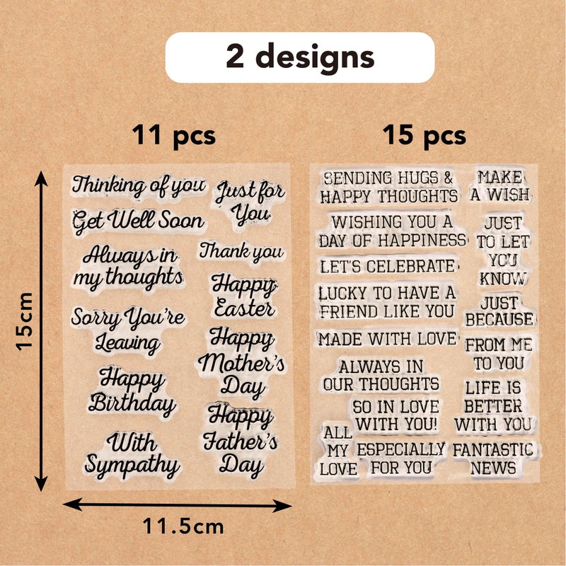 Desecraft 26pcs Words Clear Stamps for Card Making Sentiment Transparent Stamp with Scripture Greeting Words Pattern for DIY Scrapbooking Journal Card Making Scrapbooking Embossing Album Decor - Image 3