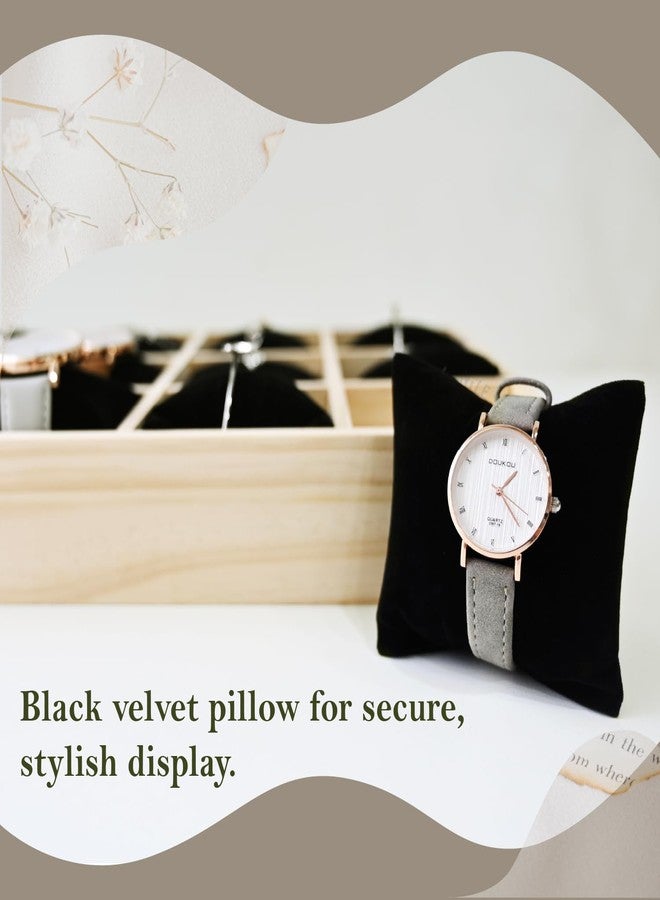 MOOCA Light Beige/Black Velvet Jewelry Bracelet Display Tray Organizer with Grid Pillows, Watch Bracelet Bangle Display Case, Adjustable Pillow, Beige/Black Color - Image 5