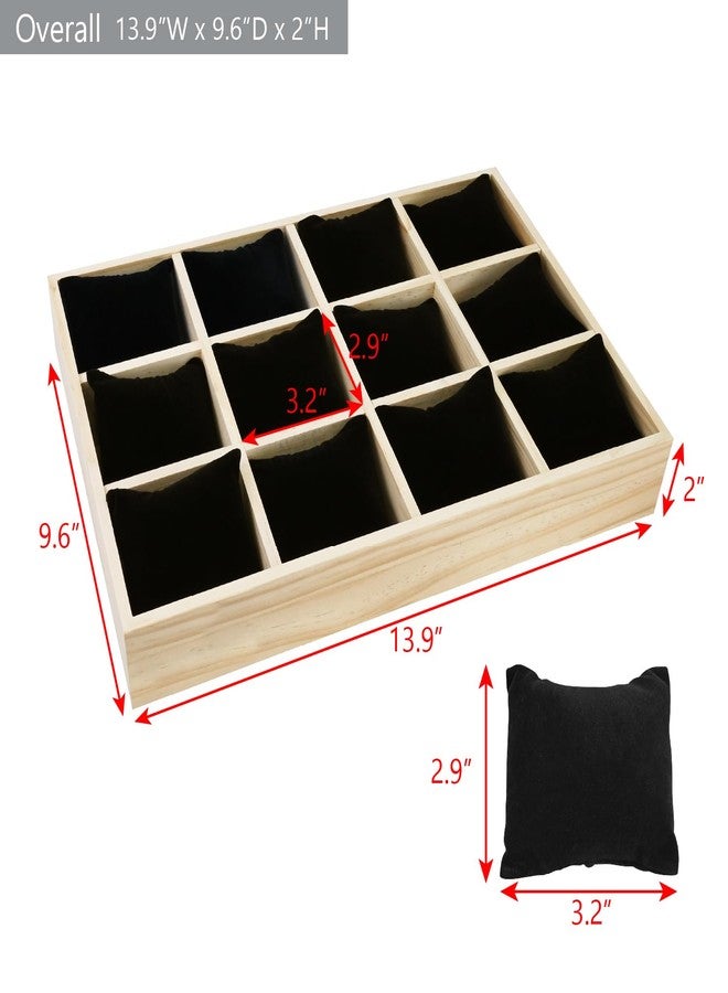 MOOCA Light Beige/Black Velvet Jewelry Bracelet Display Tray Organizer with Grid Pillows, Watch Bracelet Bangle Display Case, Adjustable Pillow, Beige/Black Color - Image 2
