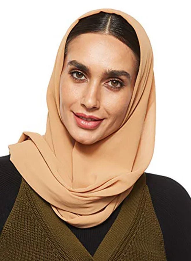 SHOPI Super Soft Chiffon Hijab Sandy Brown - Image 1