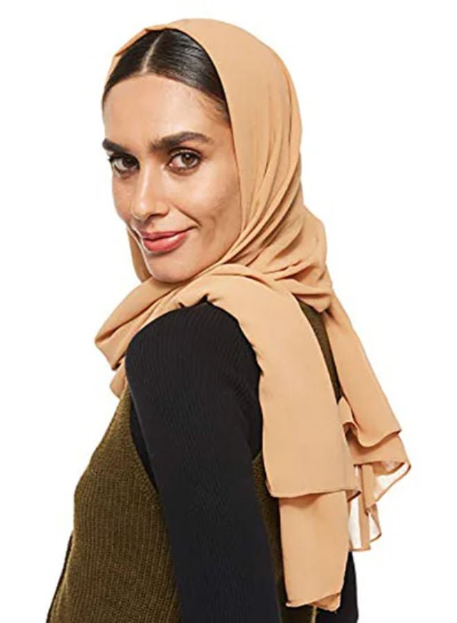 SHOPI Super Soft Chiffon Hijab Sandy Brown - Image 2