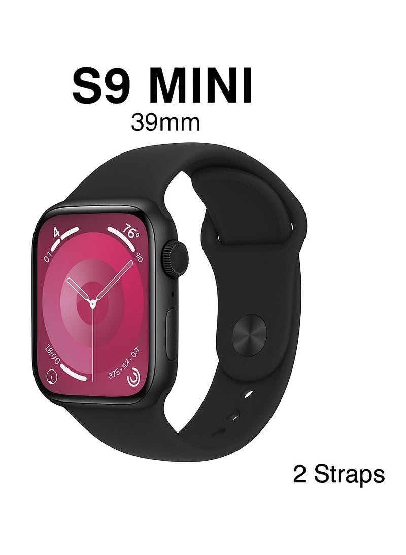 Sports Watch  S9 mini Series 9  AMOLED display Full Screen With Health Fitness Tracker +addition strap Replacement -Black - Image 2