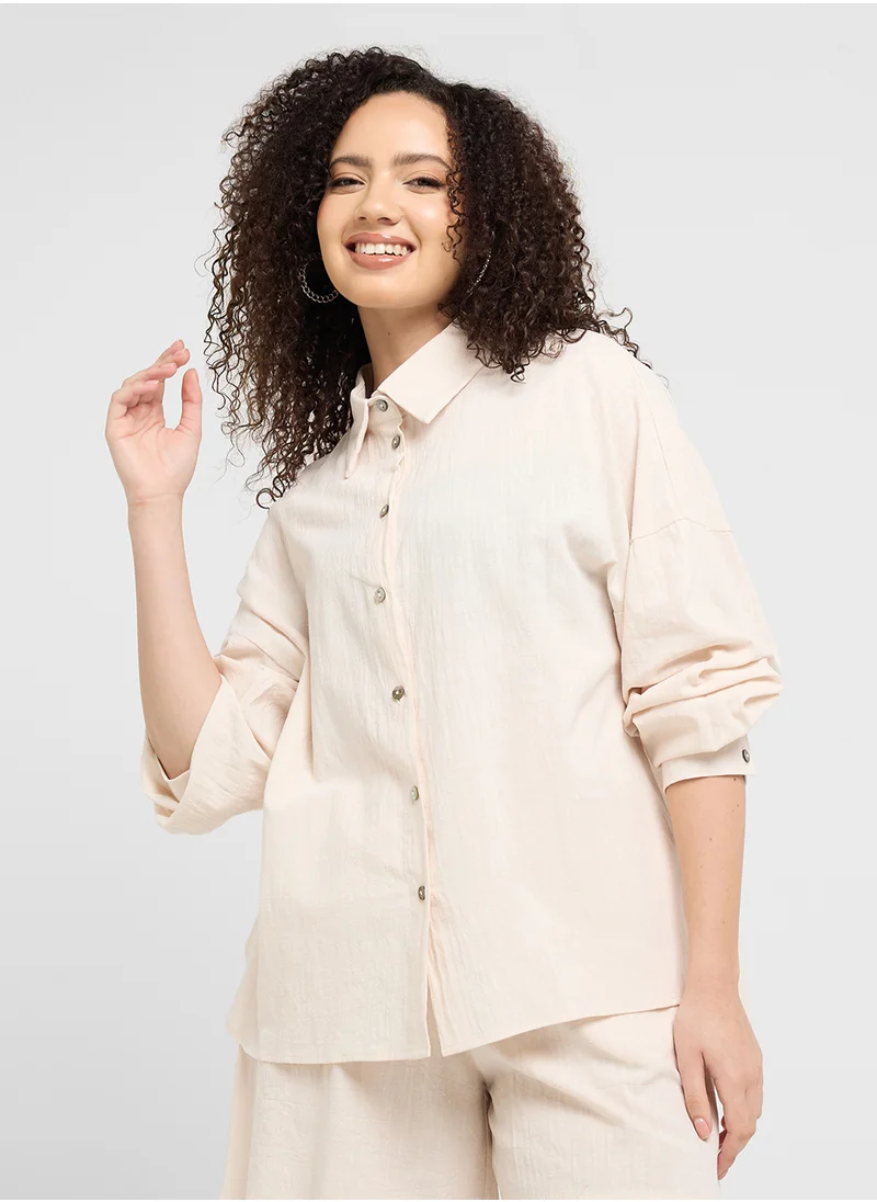 جينجر Cotton Co-Ord Shirt & Short Set