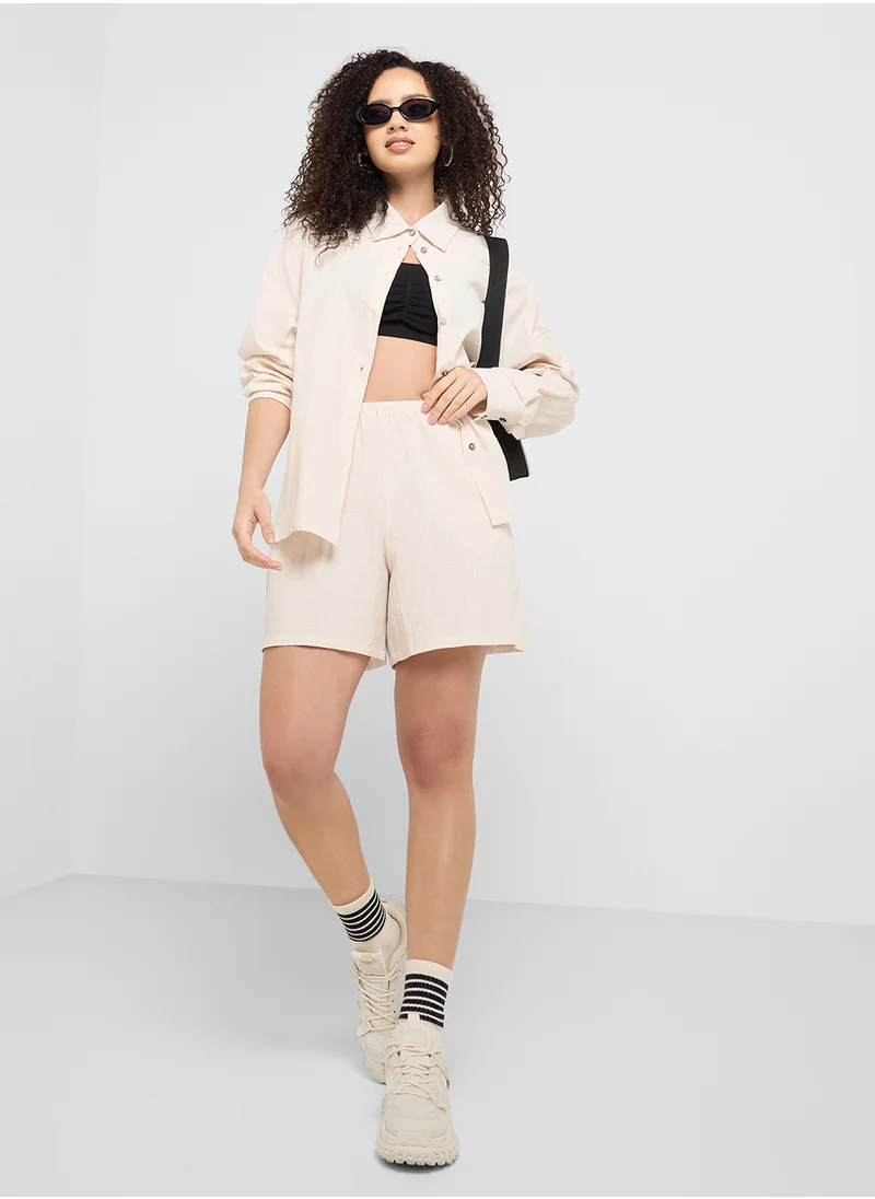 جينجر Cotton Co-Ord Shirt & Short Set