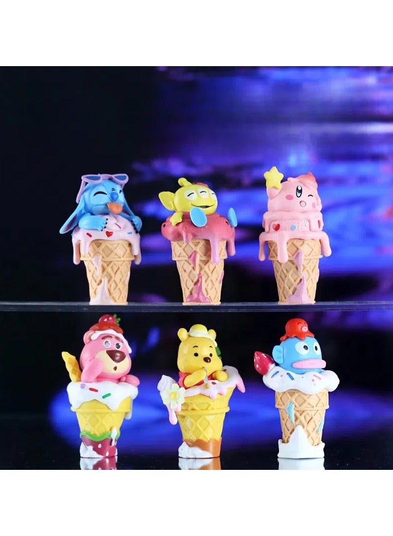 general Ice cream trendy toys figurines anime cones three-eyed boys strawberry bears puffs table decorations ornaments model cakes car ornaments - Image 2