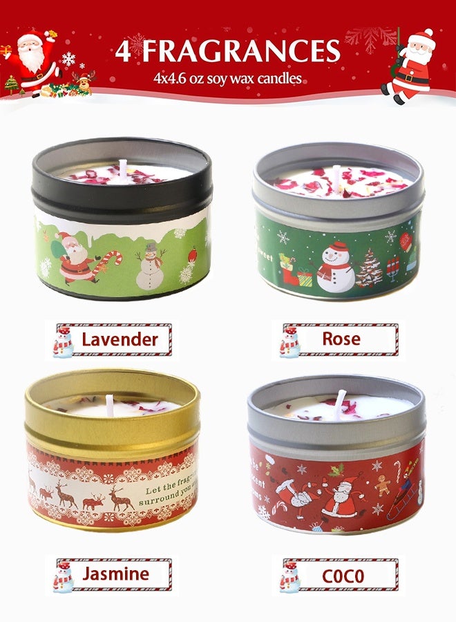 4 PCS Christmas Scented Candles Gifts for Women, Soy Wax Candles with Essential Oils Aromatherapy Candles for Home Scented, Stress Relief, Bath,Yoga, Christmas Thanksgiving Gift - Image 4