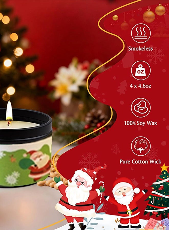 4 PCS Christmas Scented Candles Gifts for Women, Soy Wax Candles with Essential Oils Aromatherapy Candles for Home Scented, Stress Relief, Bath,Yoga, Christmas Thanksgiving Gift - Image 2