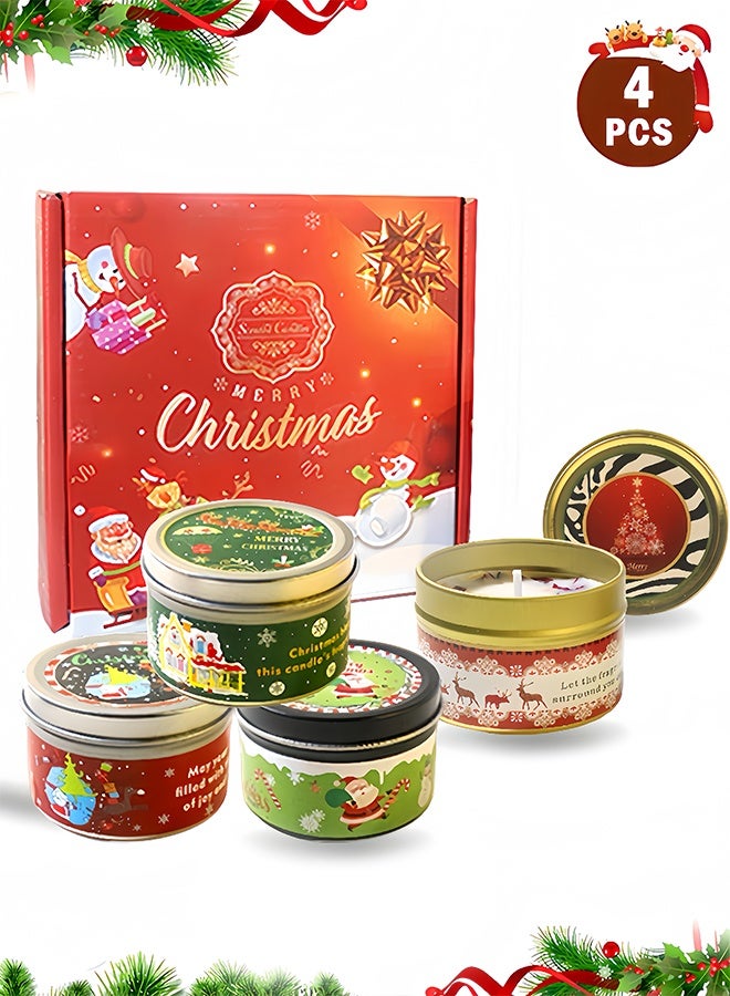 4 PCS Christmas Scented Candles Gifts for Women, Soy Wax Candles with Essential Oils Aromatherapy Candles for Home Scented, Stress Relief, Bath,Yoga, Christmas Thanksgiving Gift - Image 1