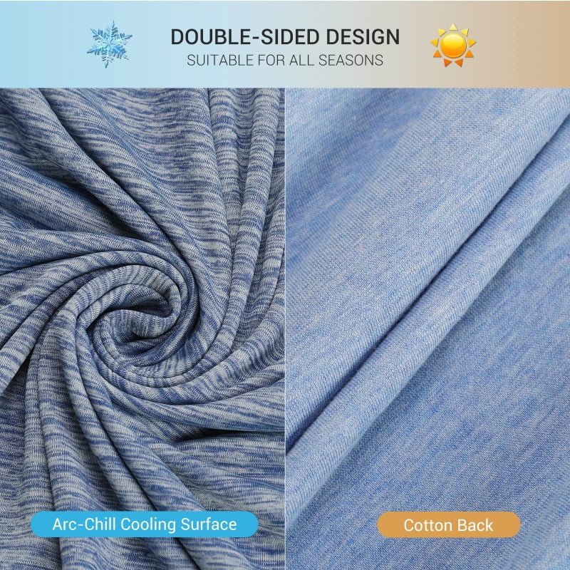 Marchpower Cooling Pillow Cases for Hot Sleepers Standard Size, Japanese Arc-Chill Cool Pillow Cases Double Design 2 Pack, Zipperd Breathable Skin-Friendly Cooling Pillowcase (20 X 26 inches)-Blue - Image 4
