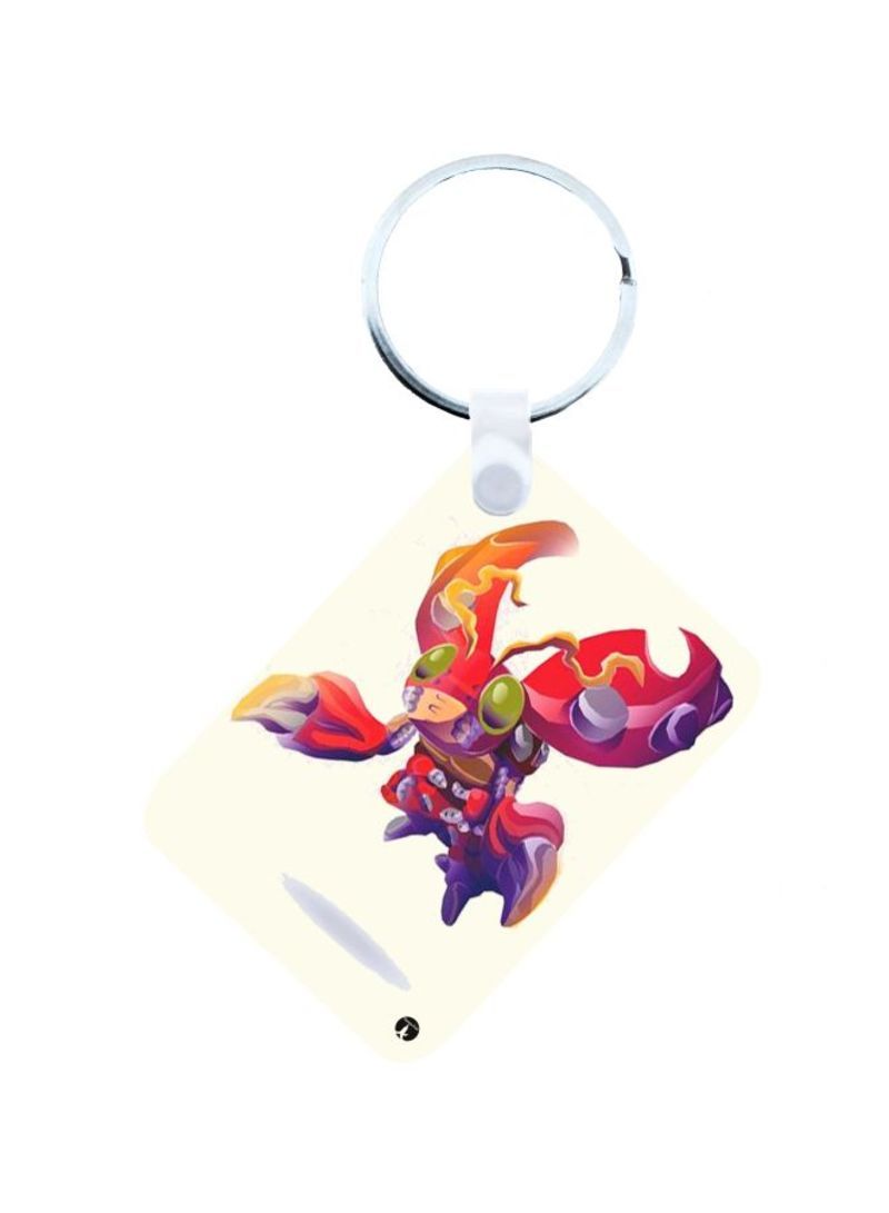 Anime Digimon Printed Keychain Beige/Red/Purple
