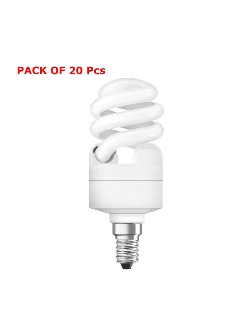 OSRAM DULUX SUPERSTAR MINI Warm White | 8W 827 E14 ESMA APPROVED | Compact fluorescent integrated | Pack of 20 - Image 1