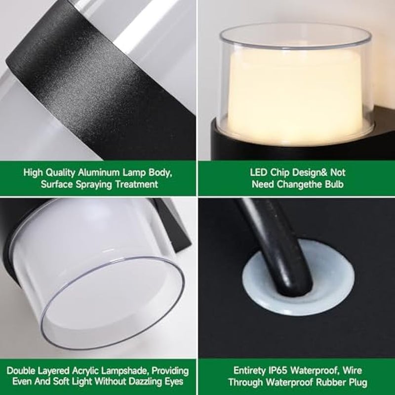 V.nice Outdoor wall lights, modern waterproof porch wall lights, suitable for courtyards, front doors, balconies, gardens, entrances or garages, etc. - Image 4