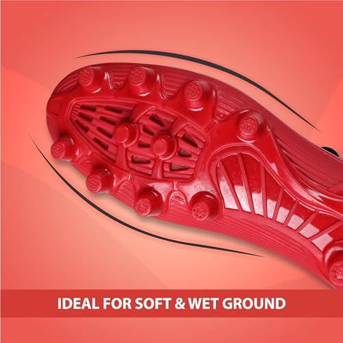 Aivin First Strike Football Stud with TPU Sole with Direct Injection Molding Technology A Moulded Removable E.V.A Sockliner Light Weight Insole Pre-Molded Red - Image 4