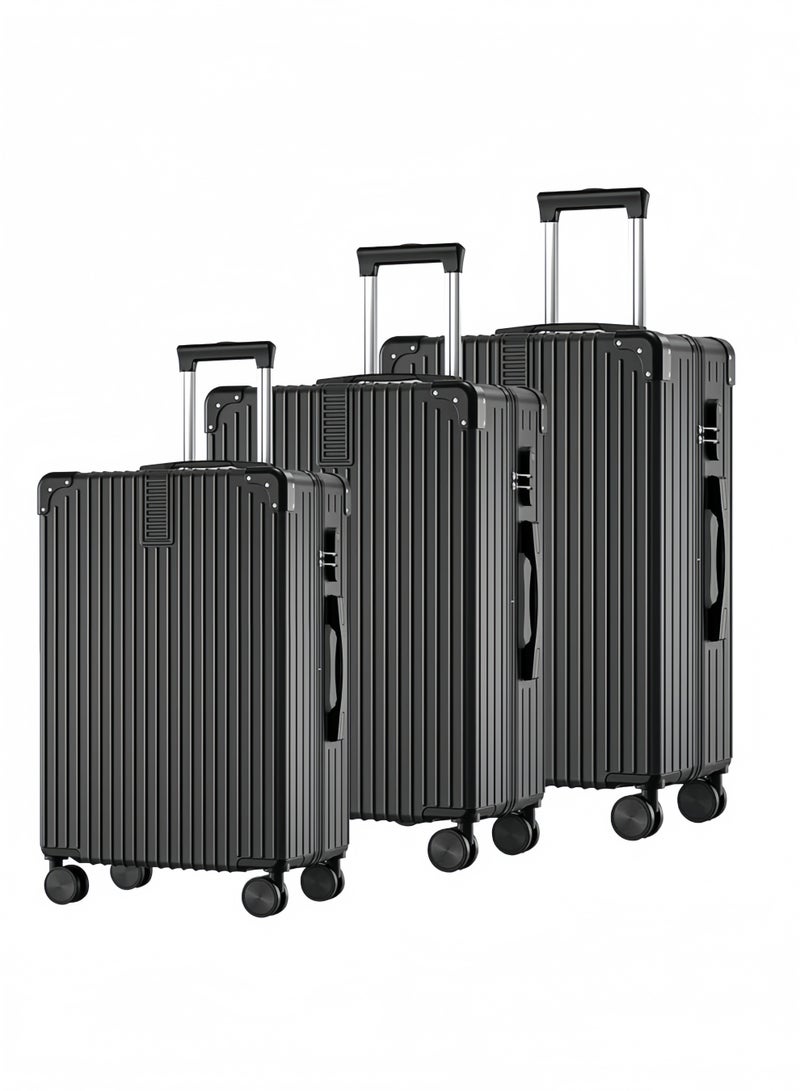 GGEROU أطقم حقائب السفر، حقائب صلبة قابلة للتوسيع، 3 قطع (20/24/28)" أطقم حقائب، مع عجلات عالمية، حقائب سفر خفيفة مع قفل، سوداء - Image 1
