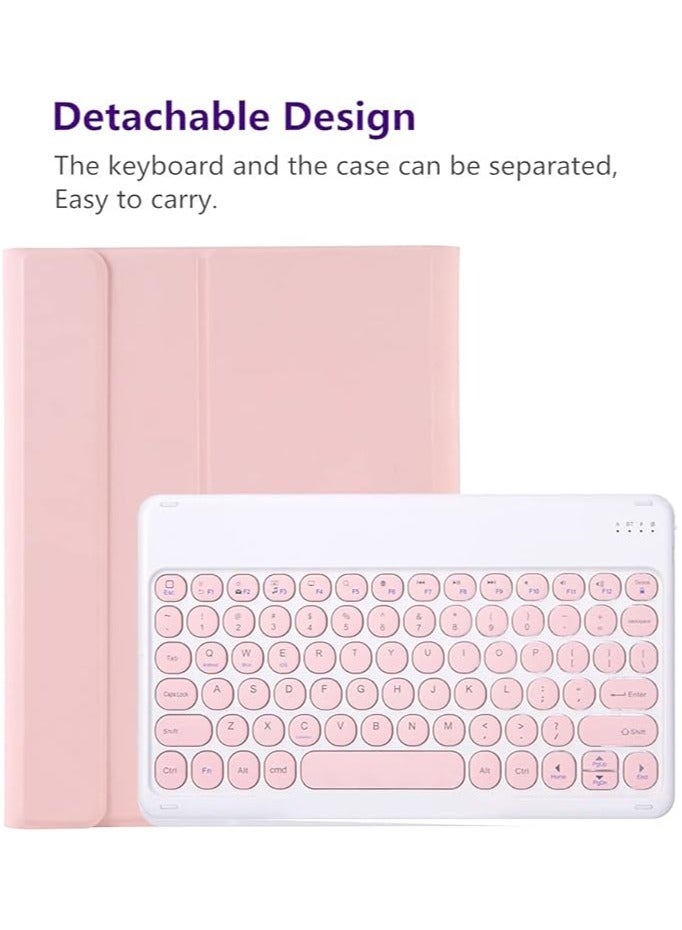 erorex Keyboard Case & Mouse for iPad 10th Generation (10.9" inch, 2022), Slim Folio Cover Detachable Bluetooth Keyboard with Pencil Holder (Pink) - Image 4
