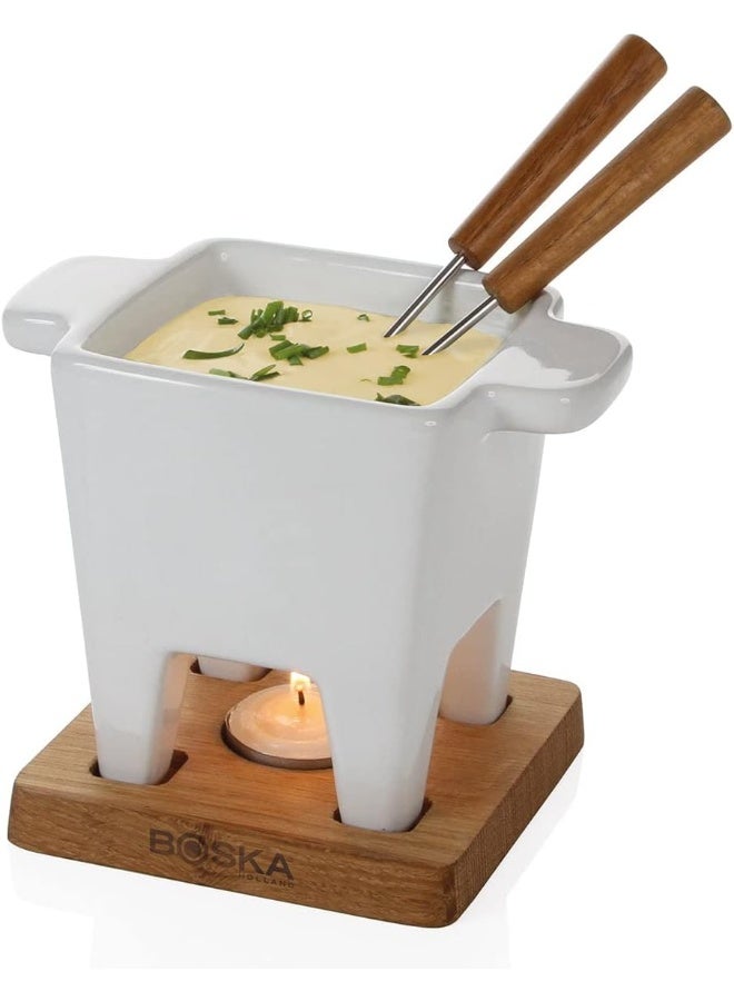 BOSKA Tea Light Tapas Fondue Set for Cheese or Chocolate, Life Collection, White - Image 3
