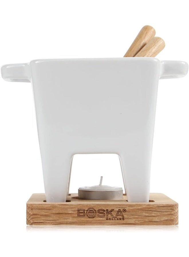 BOSKA Tea Light Tapas Fondue Set for Cheese or Chocolate, Life Collection, White - Image 1