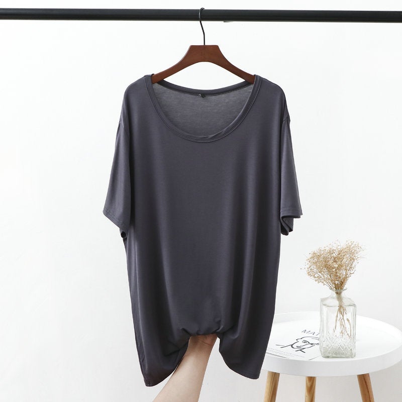 In The Of 2022, Korean Version Of Short-Sleeved Modal T-Shirt For Women'S Clothing Is Loose And Large Size Round Neck Base Shirt For Plump Girls - Image 3
