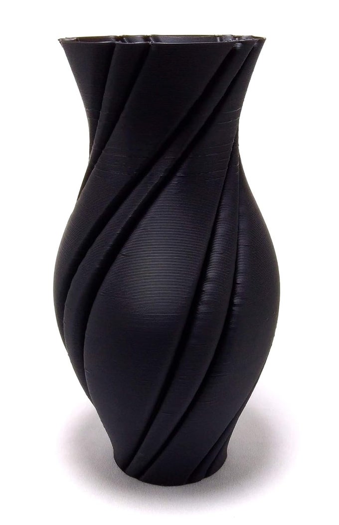 3D PRINTED FLOWER VASE 08 (BLACK PLA PLASTIC)