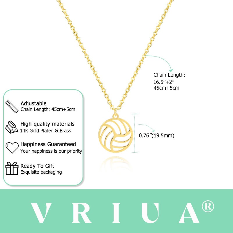 VRIUA Volleyball Necklace - 14K Gold Plated Dainty Volleyball Necklace for Women - Trendy Gold Pendant Necklaces Simple Everyday Trendy Jewelry - Image 4