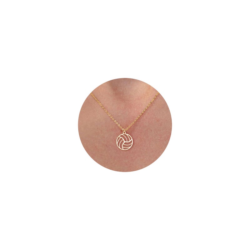 VRIUA Volleyball Necklace - 14K Gold Plated Dainty Volleyball Necklace for Women - Trendy Gold Pendant Necklaces Simple Everyday Trendy Jewelry - Image 1