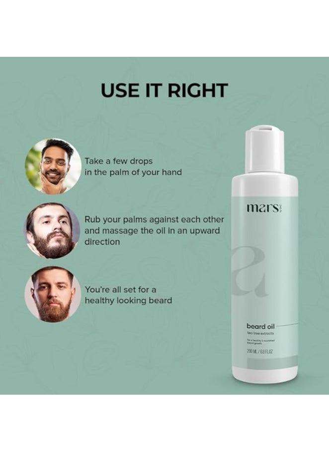 Beard Growth Oil - Fuller Beard, No Patchiness - Onion, Bhringraj, Jojoba Blend - 200ml (Pack of 2)