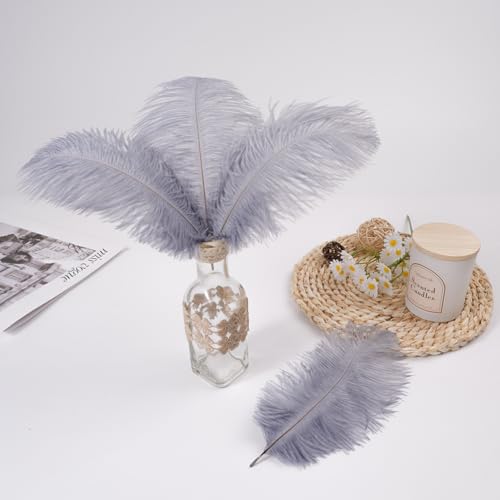 Sowder 50pcs Natural 8-10inch(20-25cm) Ostrich Feathers Home Wedding Decoration(Grey) - Image 4