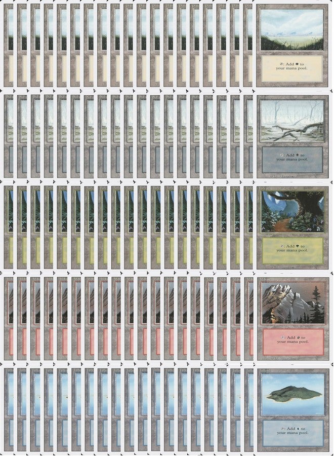 MTG Decks & More Compatible with Magic The Gathering: 100 Vintage White Border Basic Lands - 20 Swamp, Mountain, Forest, Plains, Island - MTG!
