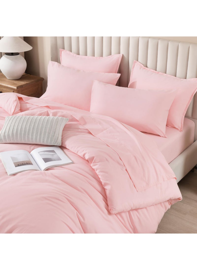 Litanika Litanika Twin/Twin XL Size Comforter Sets Pink - 5 Pieces Bed in a Bag Twin/Twin XL Beddding Comforter Sets  Solid Lightweight Bed Set with Comforter  Sheets  Pillowcase & Sham  - Image 4