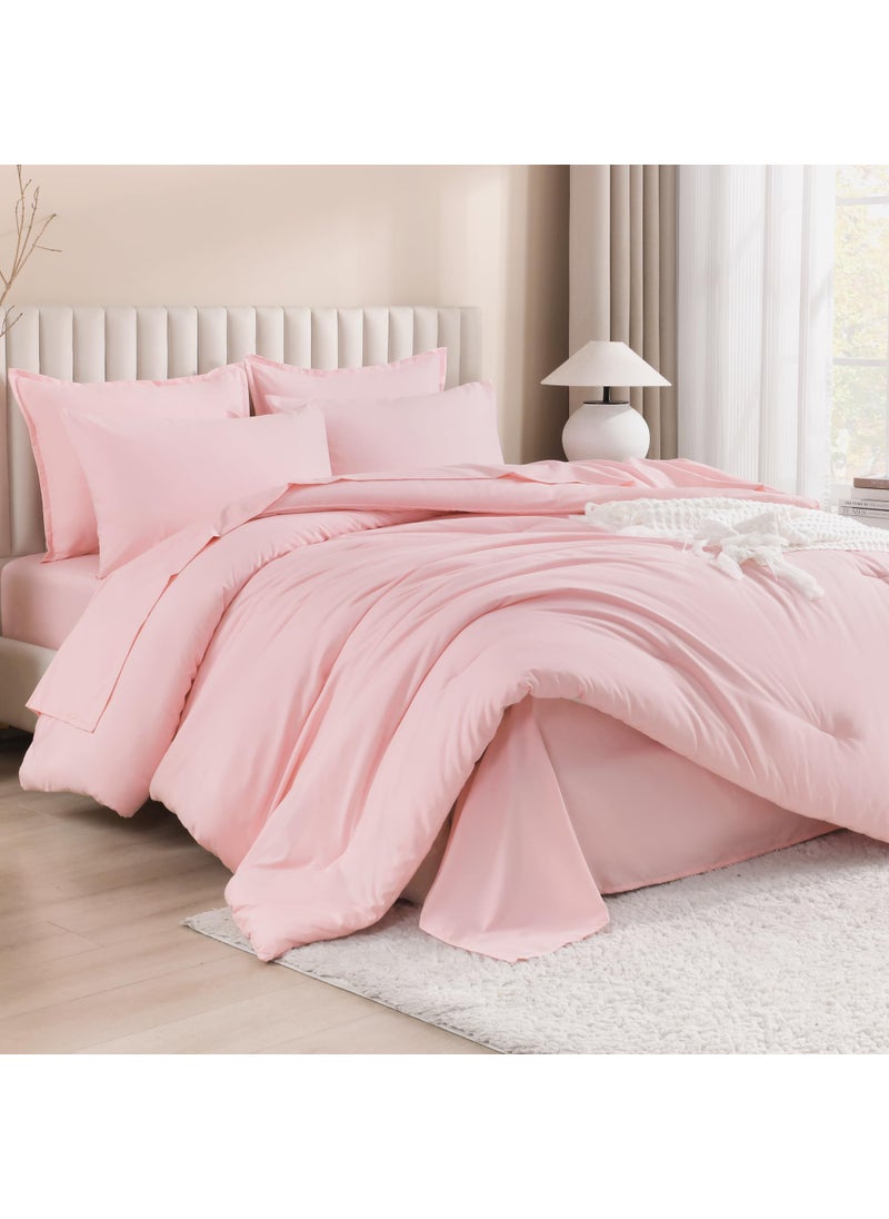 Litanika Litanika Twin/Twin XL Size Comforter Sets Pink - 5 Pieces Bed in a Bag Twin/Twin XL Beddding Comforter Sets  Solid Lightweight Bed Set with Comforter  Sheets  Pillowcase & Sham  - Image 2