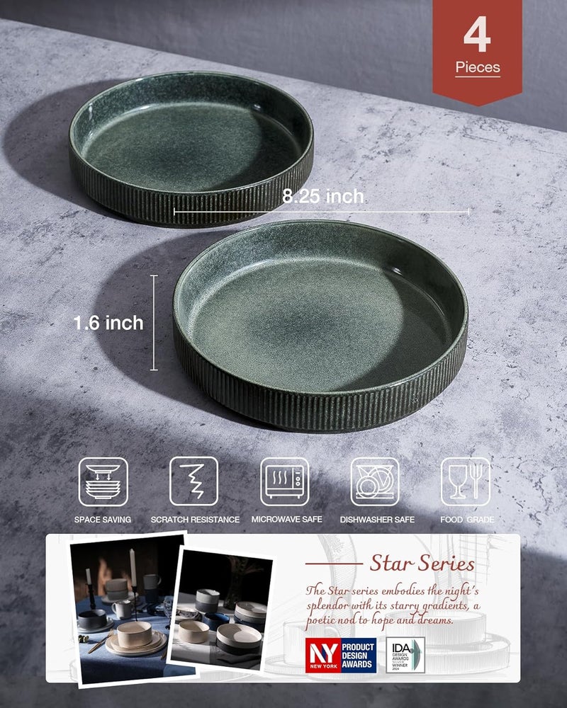 famiware Star 8.25" Pasta Bowls Set of 4 - Deep Forest - Image 2