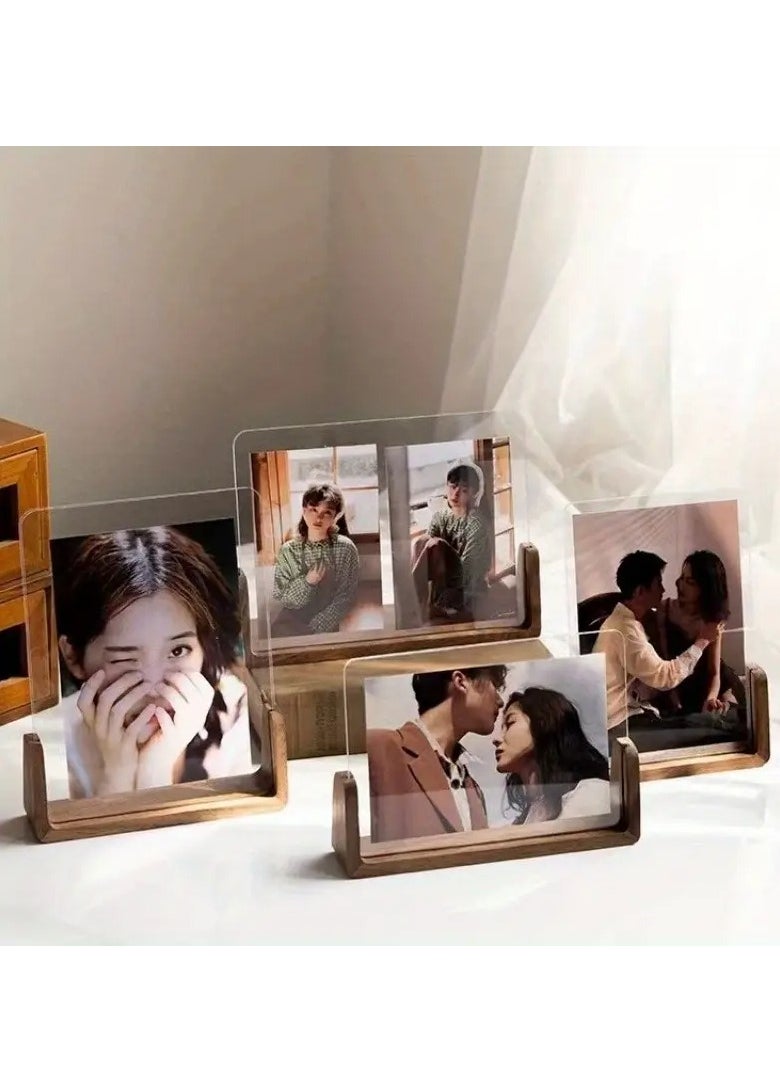 Generic Elegant U-Shaped Solid Wood Photo Frame with Clear Acrylic Panels – Rustic and Modern Design for Tabletop Display – Perfect for Home, Office, Weddings, and Special Events – Multi-Purpose Stand for Business Cards, Conference Signs, and Desk Calendars  - Image 2