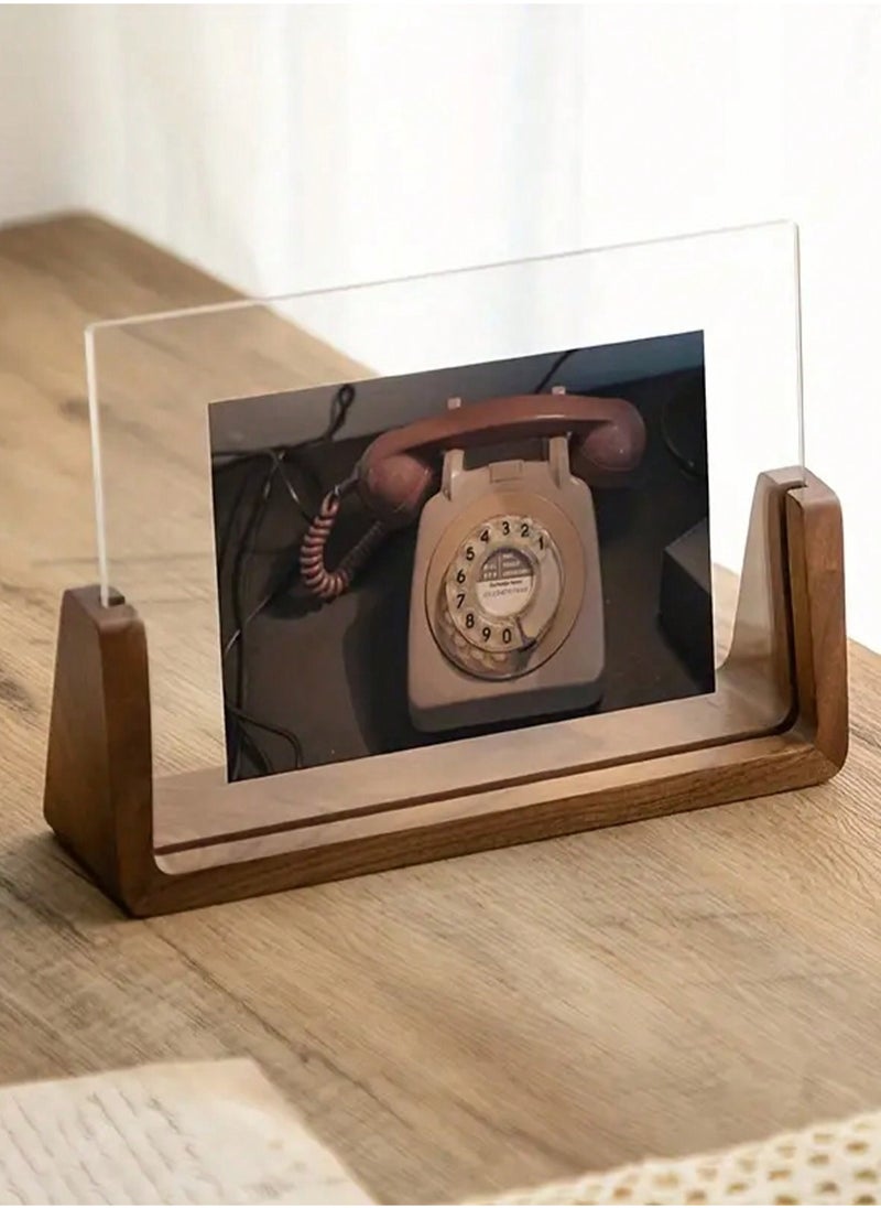 Generic Elegant U-Shaped Solid Wood Photo Frame with Clear Acrylic Panels – Rustic and Modern Design for Tabletop Display – Perfect for Home, Office, Weddings, and Special Events – Multi-Purpose Stand for Business Cards, Conference Signs, and Desk Calendars  - Image 4