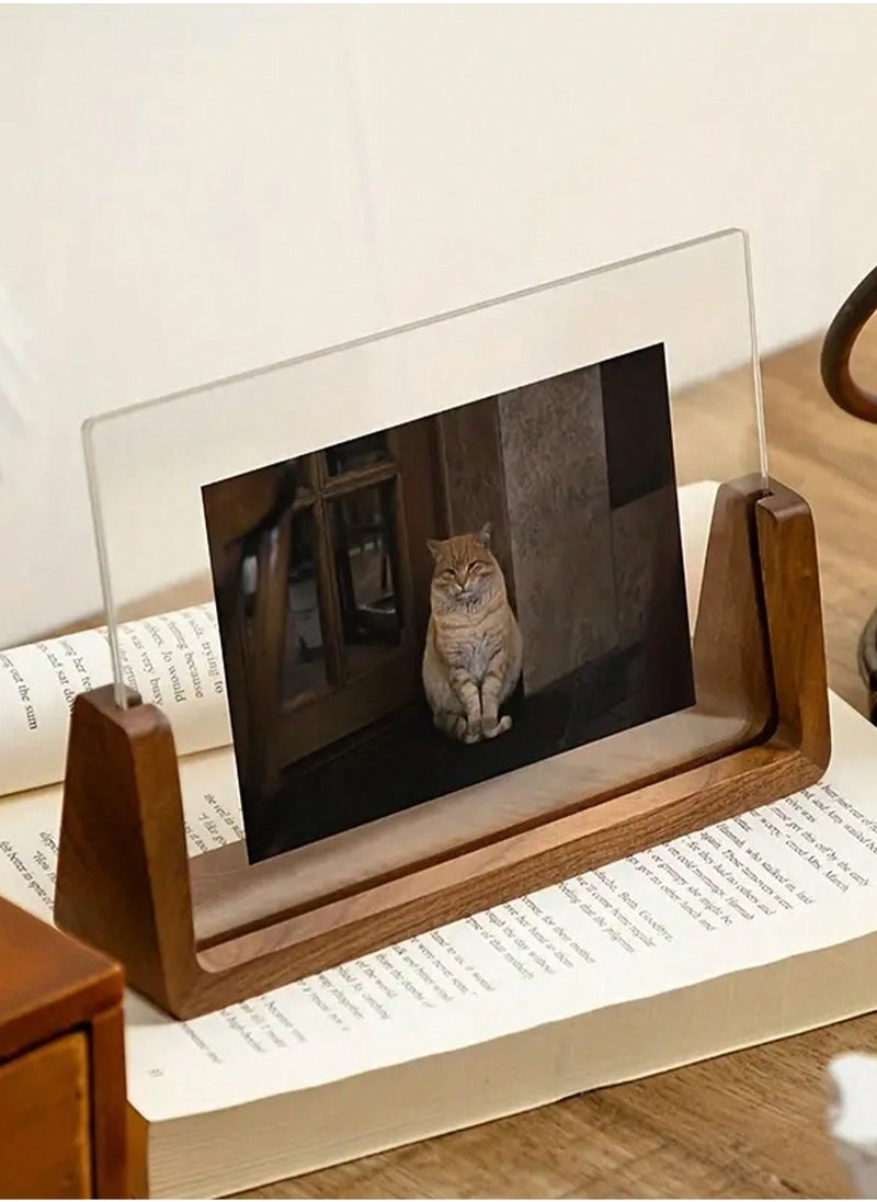 Generic Elegant U-Shaped Solid Wood Photo Frame with Clear Acrylic Panels – Rustic and Modern Design for Tabletop Display – Perfect for Home, Office, Weddings, and Special Events – Multi-Purpose Stand for Business Cards, Conference Signs, and Desk Calendars  - Image 3