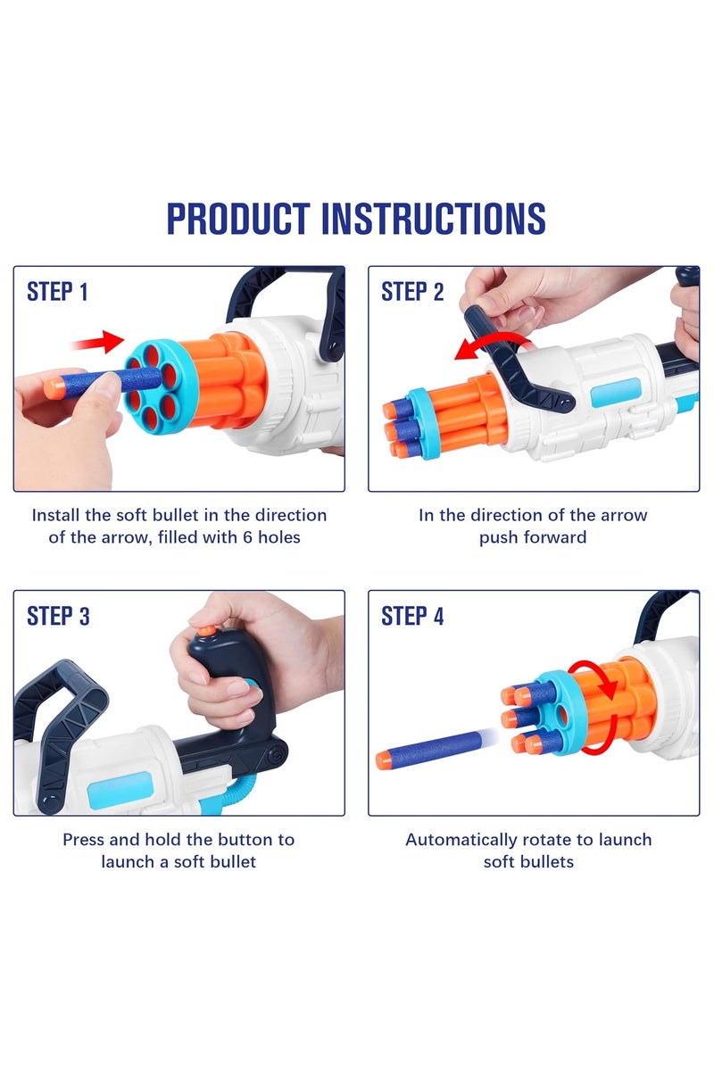 Blast Toy Foam Blasters Guns for Kids, Soft Bullets Shooting Game for Nerf Guns with 6 Hole Automatic Rotating Barrel, Indoor Outdoor Toys Gift for 3 4 5 6 7 8 9+ Years Old Boys Girls, Teens, Adults - Image 5