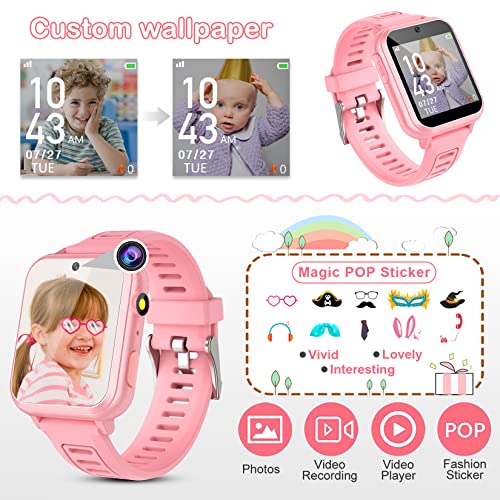 Phyulls Smart Watch for Kids, Toddler Watch Toys with 39 Games Camera Video Recorder Music Alarm Calculator Calendar Stopwatch Flashlight Pedometer Birthday Gift Toys for 3-12 Year Old Boys and Girls (Pink) - Image 5
