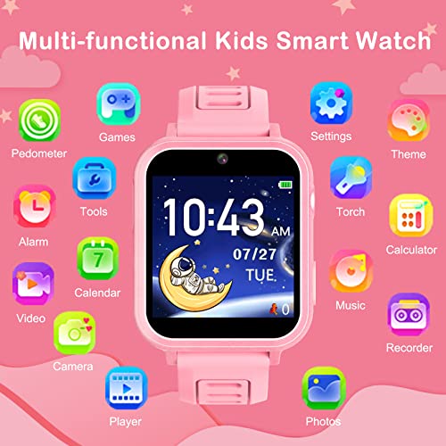 Phyulls Smart Watch for Kids, Toddler Watch Toys with 39 Games Camera Video Recorder Music Alarm Calculator Calendar Stopwatch Flashlight Pedometer Birthday Gift Toys for 3-12 Year Old Boys and Girls (Pink) - Image 3