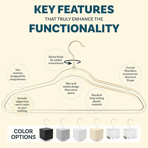 DEILSY™ Clear Hangers 50 Pack with Gold Hook - Non Velvet Slim Hangers - Durable Hanger Space Saver for Closet Organization, Shirts, Dresses, Jackets, Pants, Adult Clothes Storage Solution - Image 4