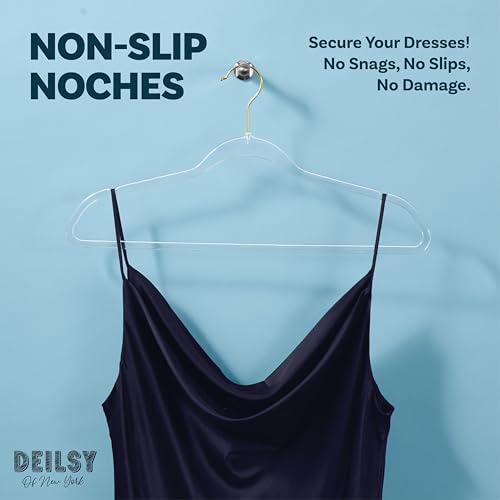 DEILSY™ Clear Hangers 50 Pack with Gold Hook - Non Velvet Slim Hangers - Durable Hanger Space Saver for Closet Organization, Shirts, Dresses, Jackets, Pants, Adult Clothes Storage Solution - Image 3