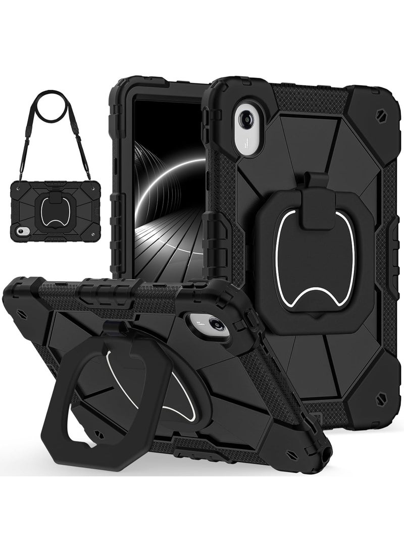 VKL Case for Lenovo Idea Tab 11 inch 2025 Tablet (TB336ZU/TB336FU), Full-Body Rugged Shockproof Protective Shell, 360° Rotating Stand Handle Grip Cover with Shoulder Strap (Black+Black) - Image 1