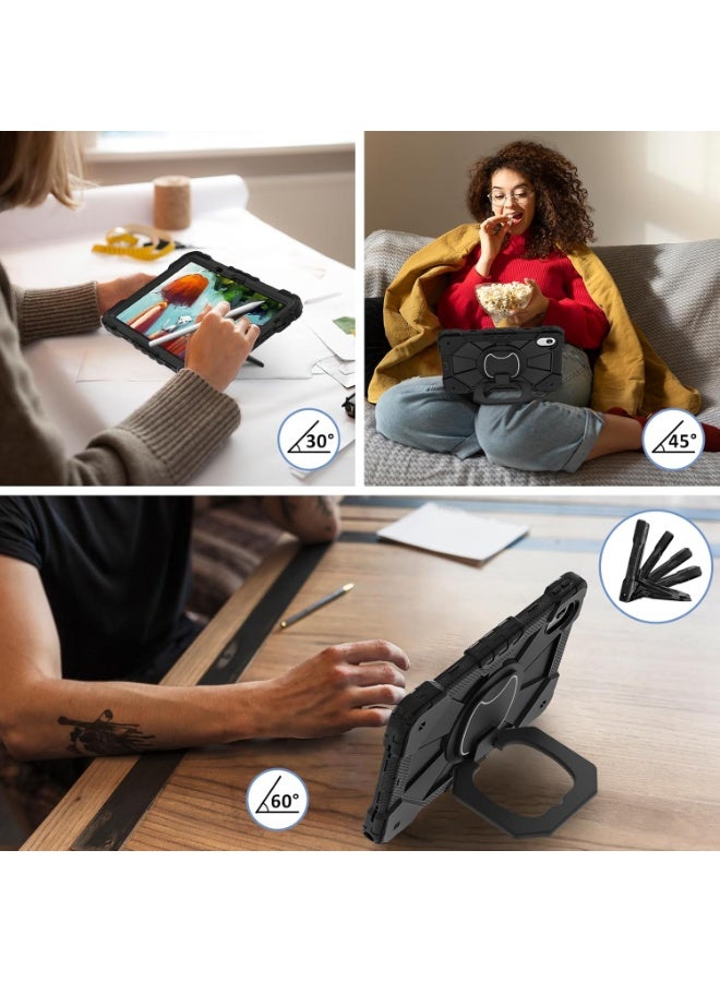 VKL Case for Lenovo Idea Tab 11 inch 2025 Tablet (TB336ZU/TB336FU), Full-Body Rugged Shockproof Protective Shell, 360° Rotating Stand Handle Grip Cover with Shoulder Strap (Black+Black) - Image 5