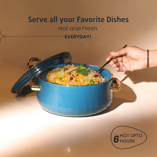 SELVEL Giving Shape to Life! Elegance Glass Lid Casserole | Premium Stainless Steel Insulated Hot Pot | See-Through Lid | Keeps Food Hot & Fresh (1700 ML, Emerald Green) - Image 2