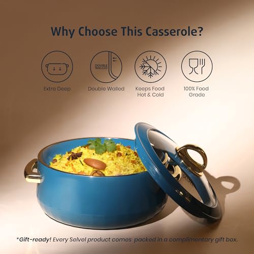 SELVEL Giving Shape to Life! Elegance Glass Lid Casserole | Premium Stainless Steel Insulated Hot Pot | See-Through Lid | Keeps Food Hot & Fresh (1700 ML, Emerald Green) - Image 4